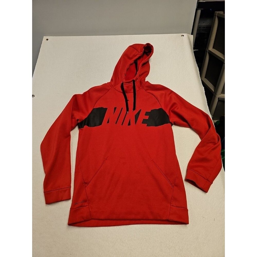 Men’s Nike Dri-Fit Red‎ Black Pullover Hoodie Sweatshirt Size Small Pockets